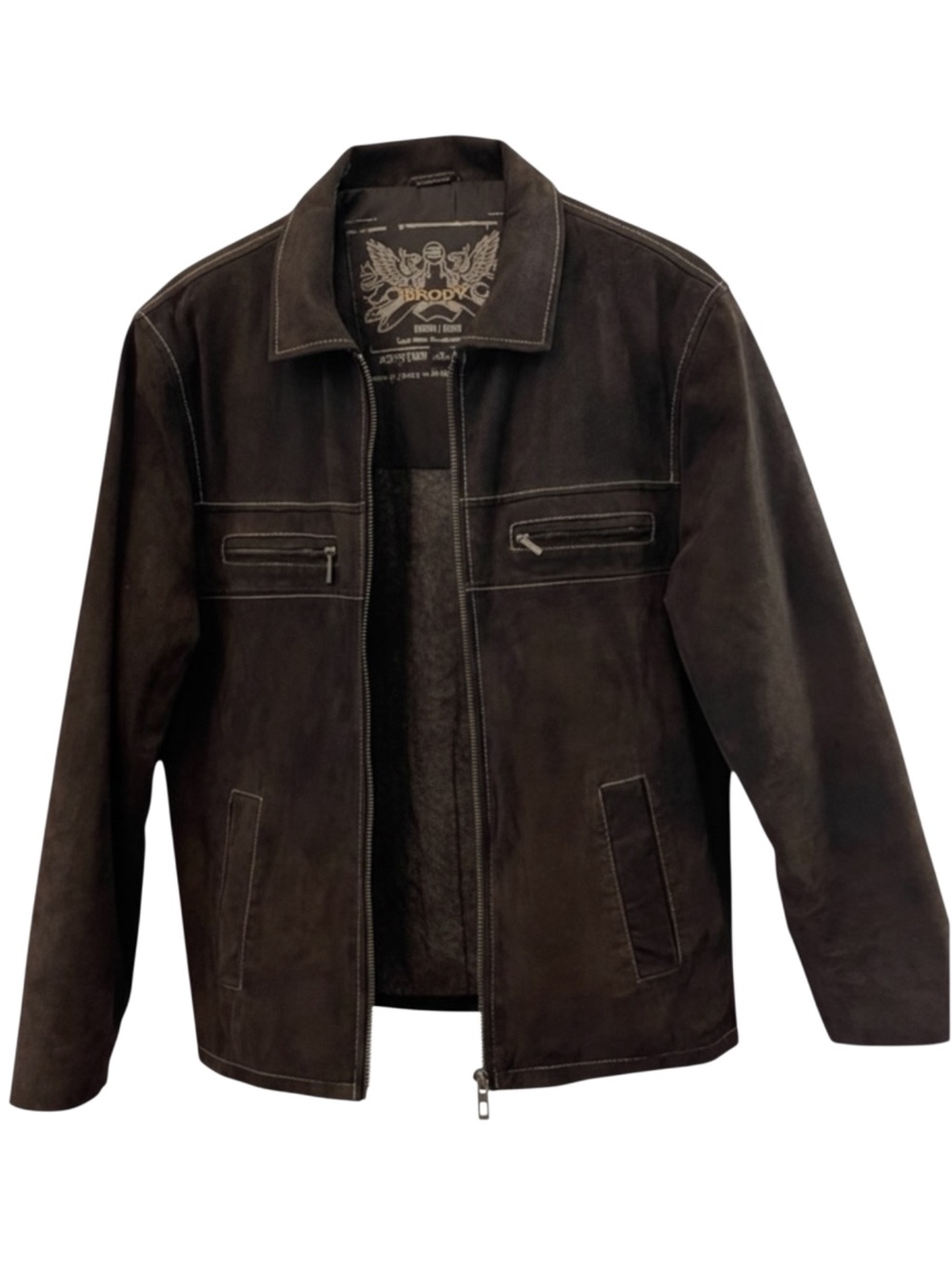 Vintage Brody Brown Suede Leather Aviator Jacket (M)